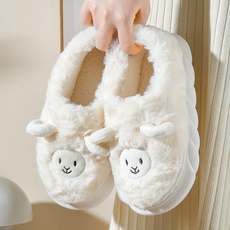 Cotton Slippers Women'S Winter Cute Sheep Indoor Home Couple Household Lamb Plush Warm Slippers Men'S Winter - Image 5
